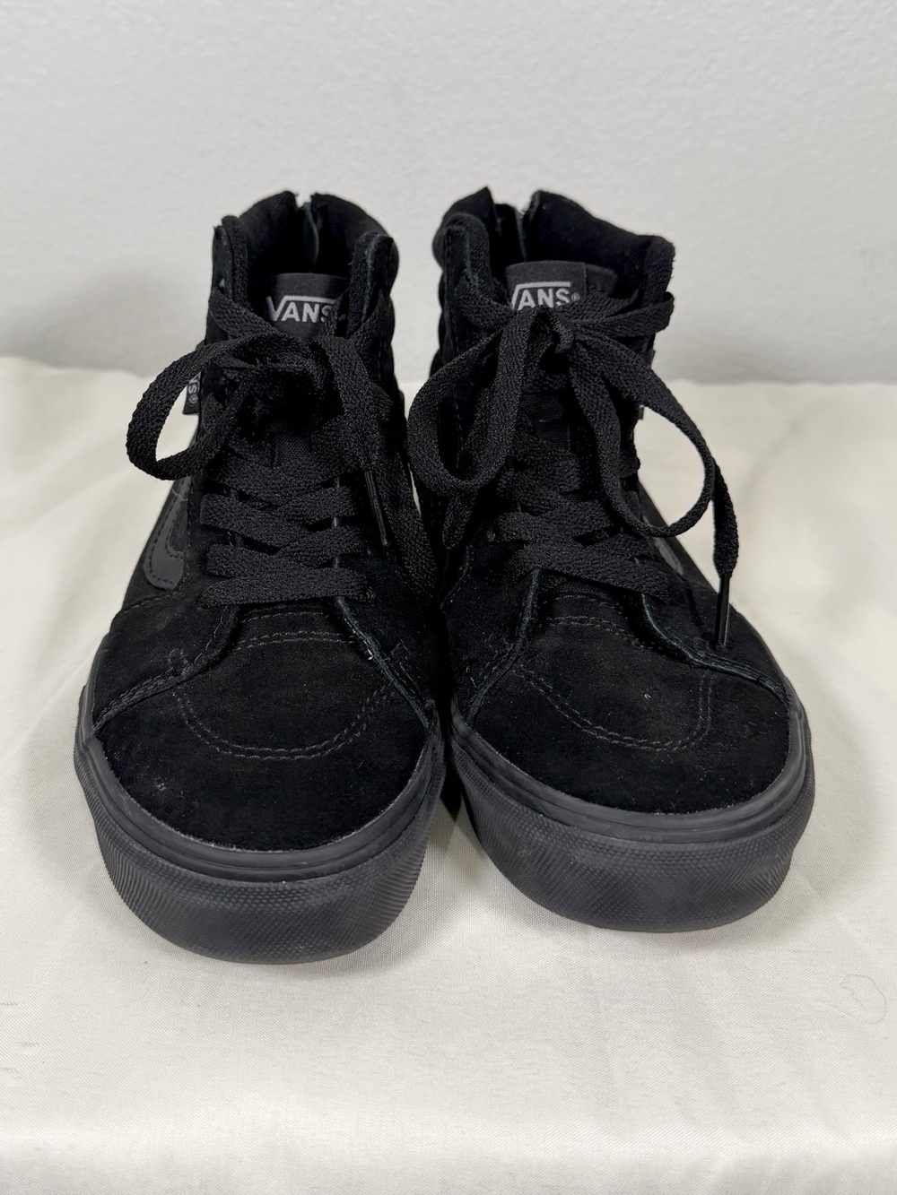 Vans Sk8-Hi Sneakers High Top Skate Shoes Triple Black Canvas Zip Youth Boy 2